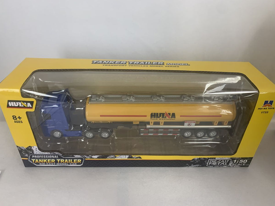 DIE CAST ALLOY TANKER TRUCK-BLUE/YELLOW 1/50