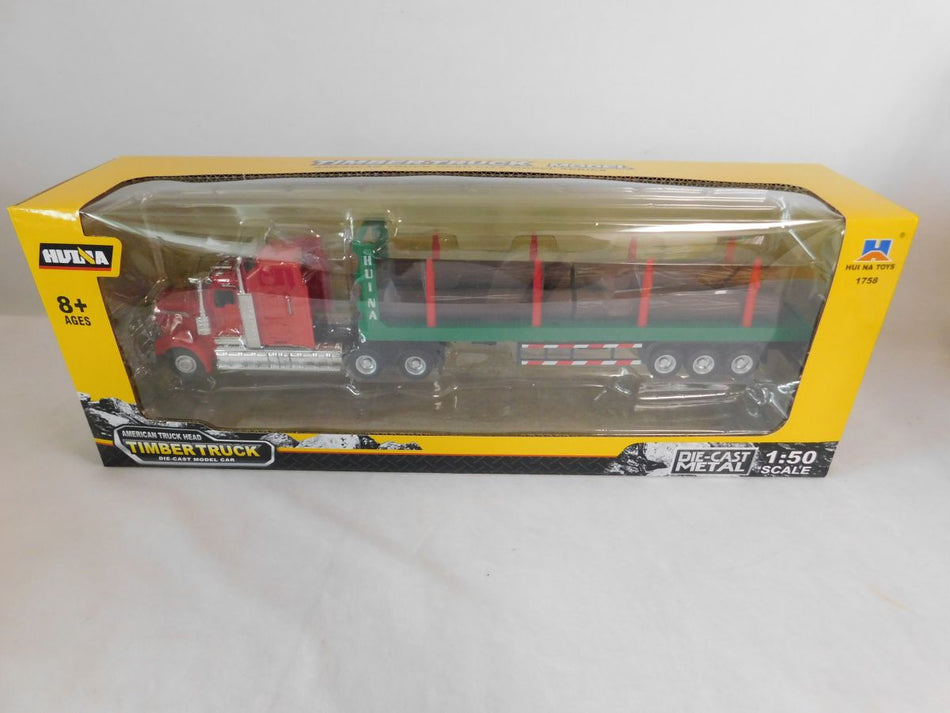 DIECAST TIMBER TRUCK RED CAB/GREEN TRAILER