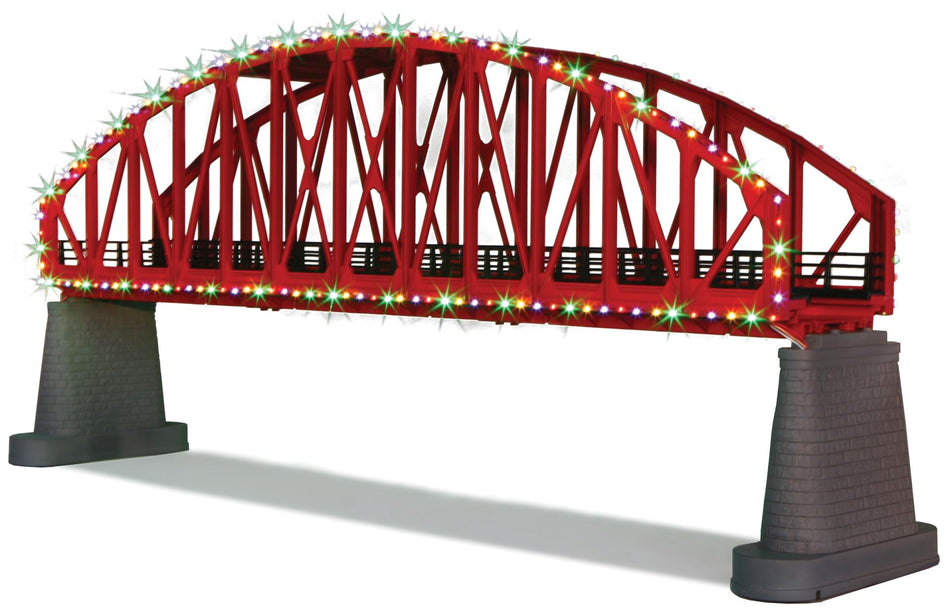 RED O STEEL ARCH BRIDGE W/OPERATING CHRISTMAS LIGHTS