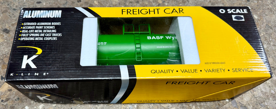 ALL ALUMINUM BASF WYANDOTTE CAUSTIC SODA TANK CAR (NEW IN BOX)