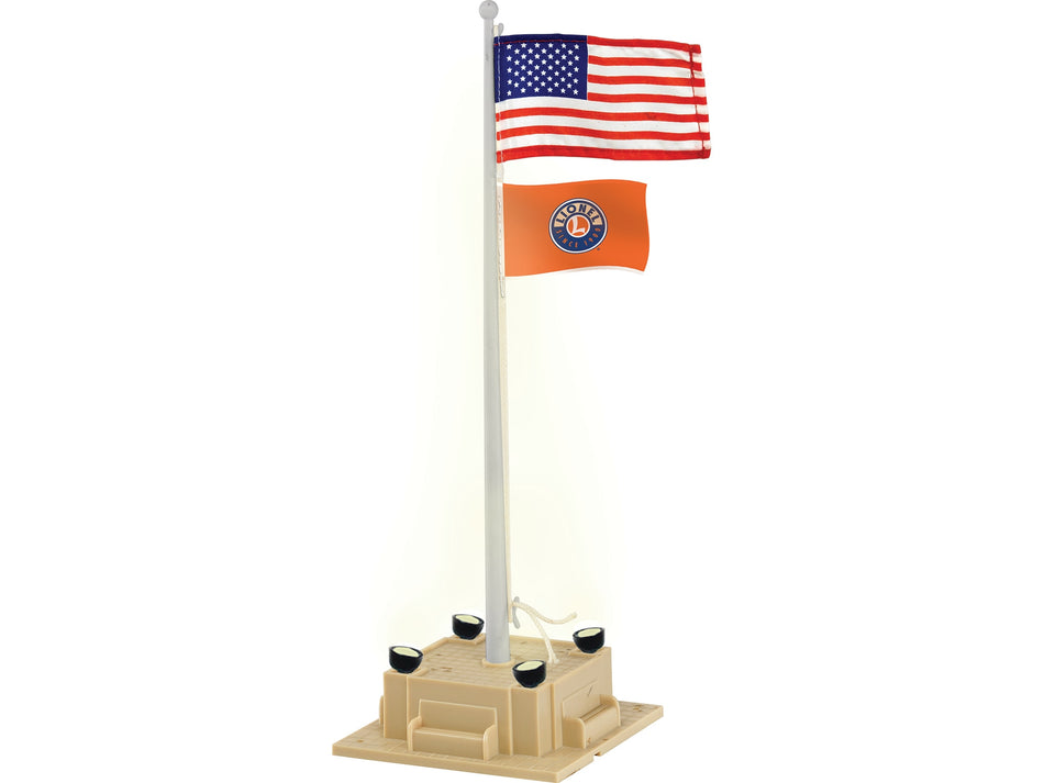 LIONEL ILLUMINATED FLAGPOLE WITH FLAG