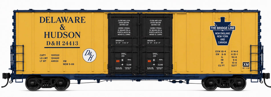 CUSTOM RUN -GOLDEN GATE DEPOT GREENBRIER 7550CF 60' PLATE F BOXCAR D&H LINES - 3 RAIL