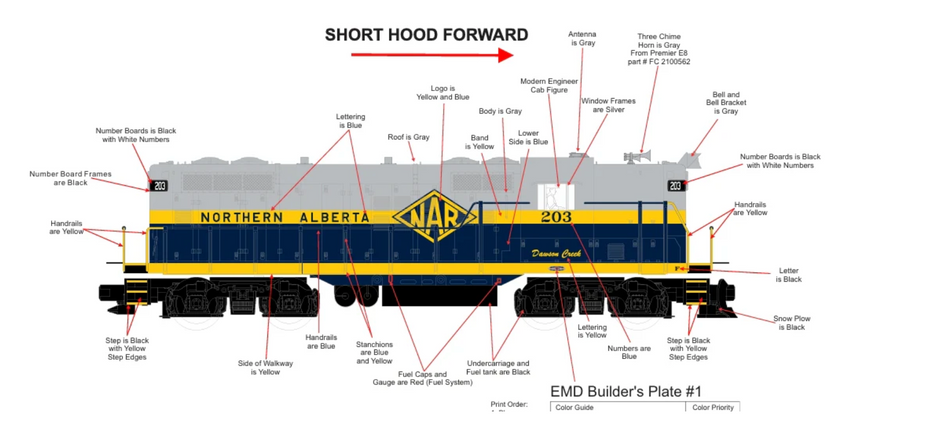 NORTHERN ALBERTA RAILWAY CAB 203 MTH PREMIER GP-9 (CUSTOM RUN)