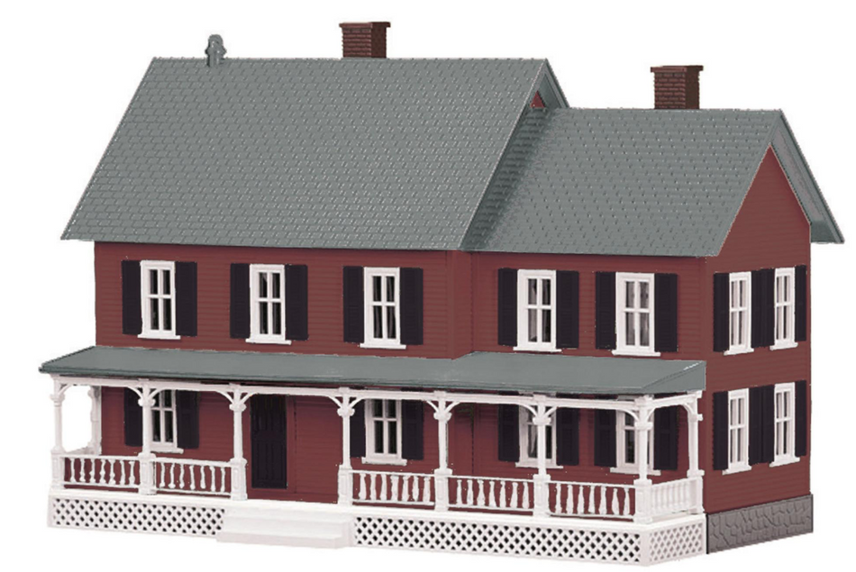 MTH # 4 MAROON COUNTRY HOUSE WITH BLACK SHUTTERS (PRE-OWNED)