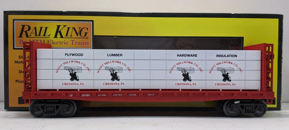 SCOTT MILLWORK CO. FLAT CAR - W/BULKHEADS & LUMBER LOAD