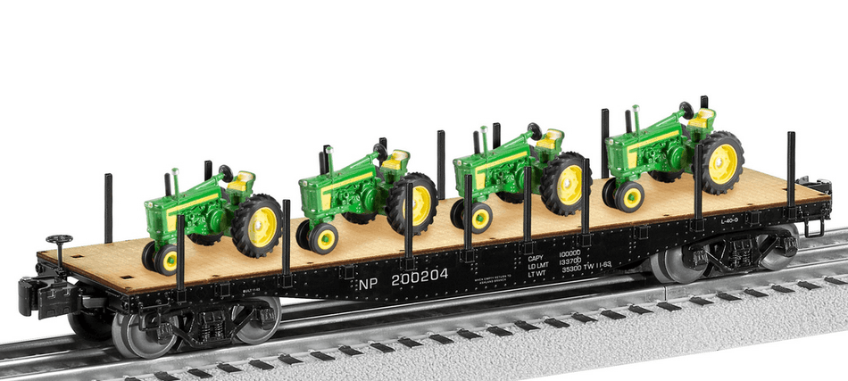 NORTHERN PACIFIC 40' FLATCAR W/ JOHN DEERE TRACTOR LOAD