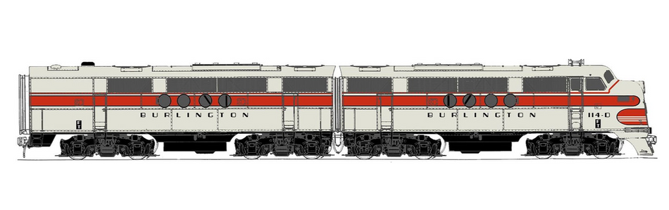  SUNSET MODELS 3RD RAIL EMC(EMD) A&B POWERED BURLINGTON - 2-RAIL