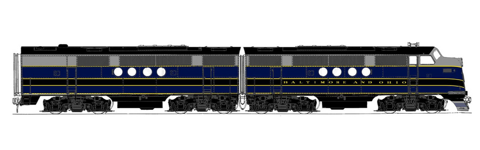  SUNSET MODELS 3RD RAIL EMC(EMD) A&B POWERED BALTIMORE & OHIO - 2-RAIL