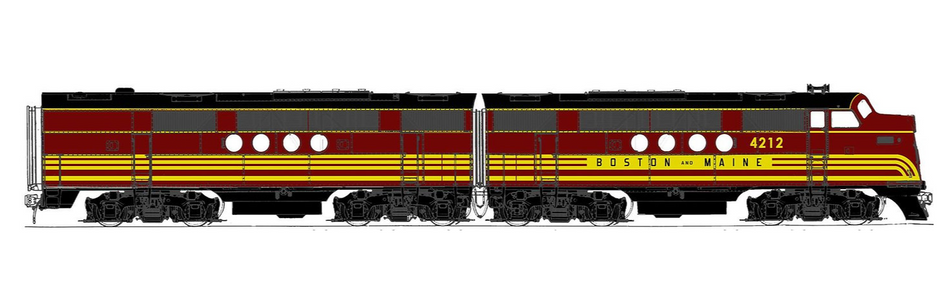  SUNSET MODELS 3RD RAIL EMC(EMD) FT A&B POWERED BOSTON & MAINE - 3 RAIL