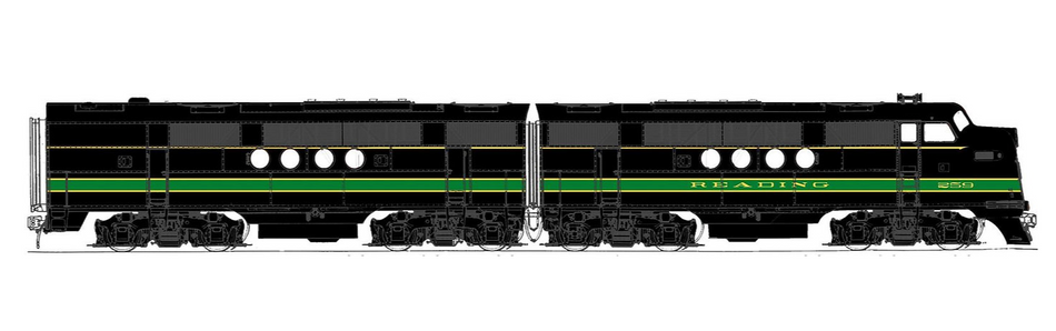  SUNSET MODELS 3RD RAIL EMC(EMD) FT A&B POWERED READING- 3 RAIL