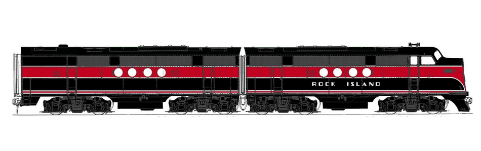  SUNSET MODELS 3RD RAIL EMC(EMD) A&B POWERED ROCK ISLAND - 2-RAIL