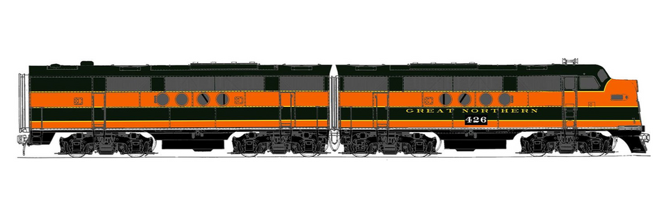  SUNSET MODELS 3RD RAIL EMC(EMD) FT A&B POWERED GREAT NORTHERN - 3 RAIL