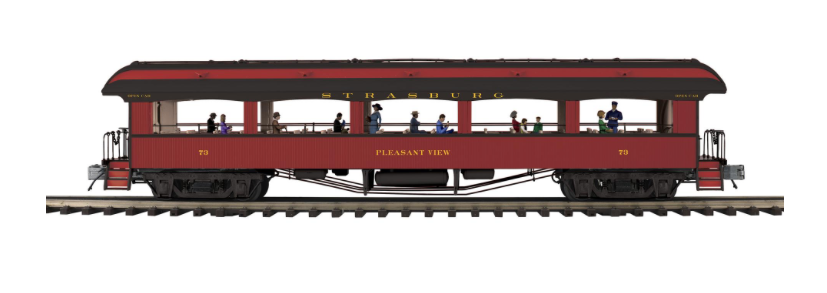 STRASBURG 64' OPEN AIR WOODSIDED COACH CAR #73 PLEASANT SPRING