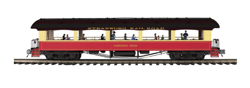 STRASBURG 64' OPEN AIR WOODSIDED COACH CAR #71 CONESTOGA CREEK