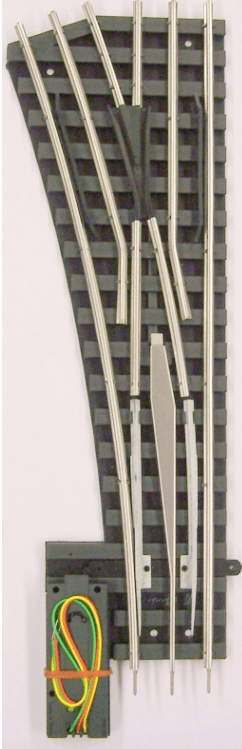 AIGUILLAGE GAUCHE COURBE RAYON 100" GARGRAVES O GAUGE TÉLÉCOMMANDÉ AVEC RAILS ÉTAMÉS