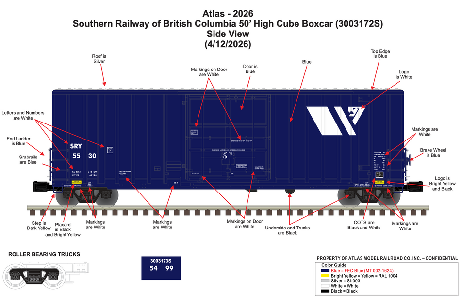 ATLAS O SOUTHERN RAILWAY OF BRITISH COLUMBIA 50' HIGH CUBE (TWO PACK - BOTH NUMNERS)