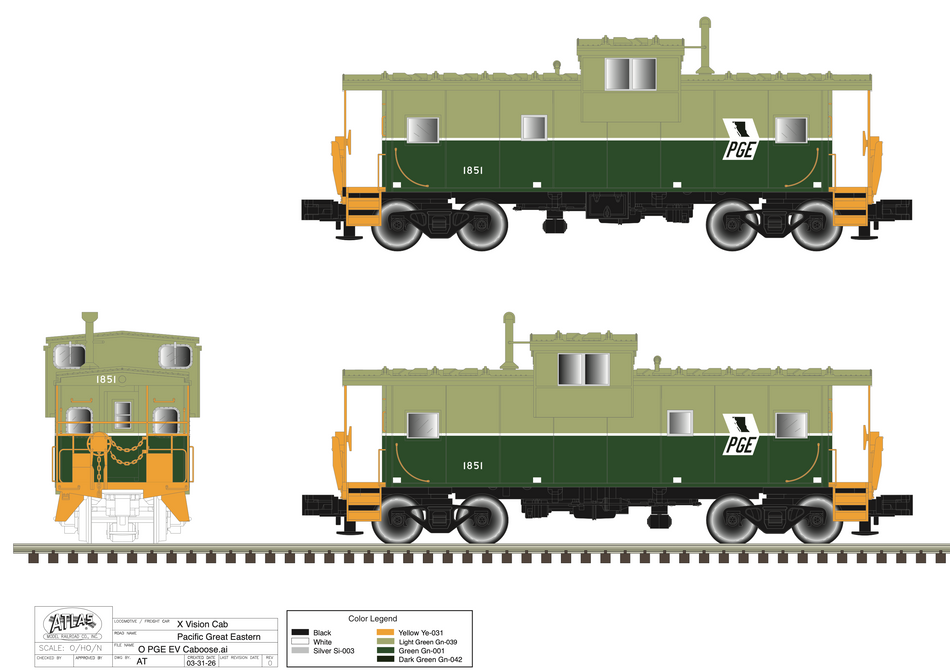 ATLAS O PACIFIC GREAT EASTERN EV CABOOSE (CUSTOM RUN)