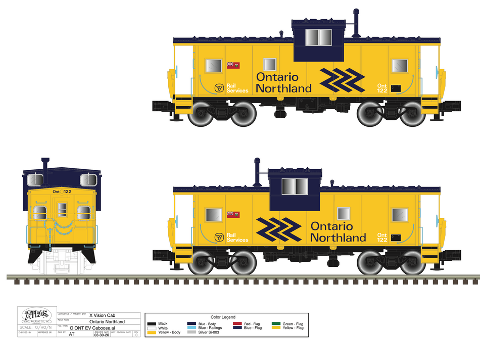 ATLAS O ONTARIO NORTHLAND EV CABOOSE (CUSTOM RUN)