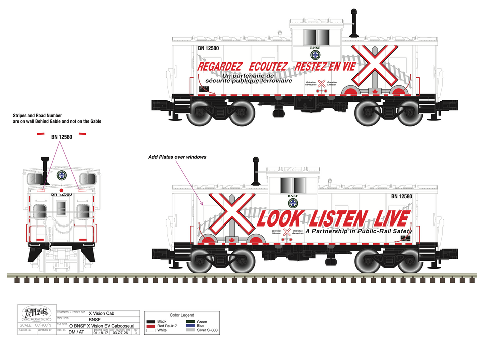 ATLAS O BNSF MANITOBA EV CABOOSE (CUSTOM RUN)