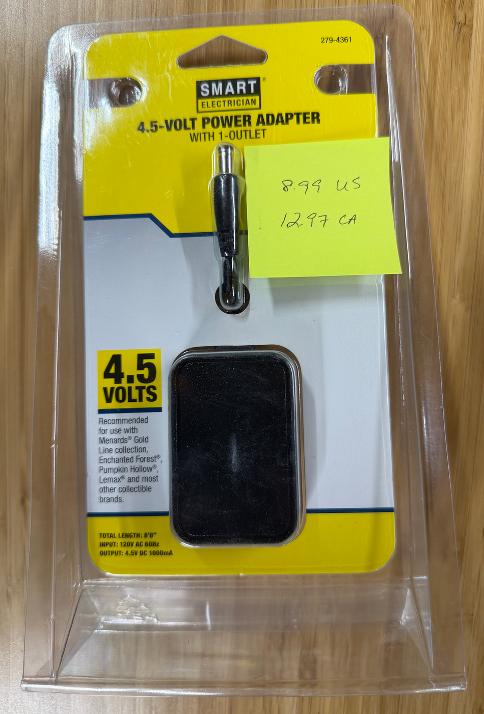 4.5 VOLT POWER ADAPTER (1 OUTLET)