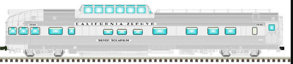 2 RAIL     CA ZEPHYR CARS - CALIFORNIA ZEPHYR "SILVER SOLARIUM" 377 SILVER/MAROON