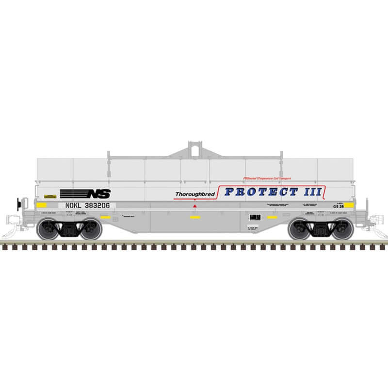 ATLAS MASTER 42' COIL STEEL CARS NORTHWESTERN OKLAHOMA (NOKL) CAR NUMBERS: 383206, 383230, 383361, 383279 (2 RAIL)