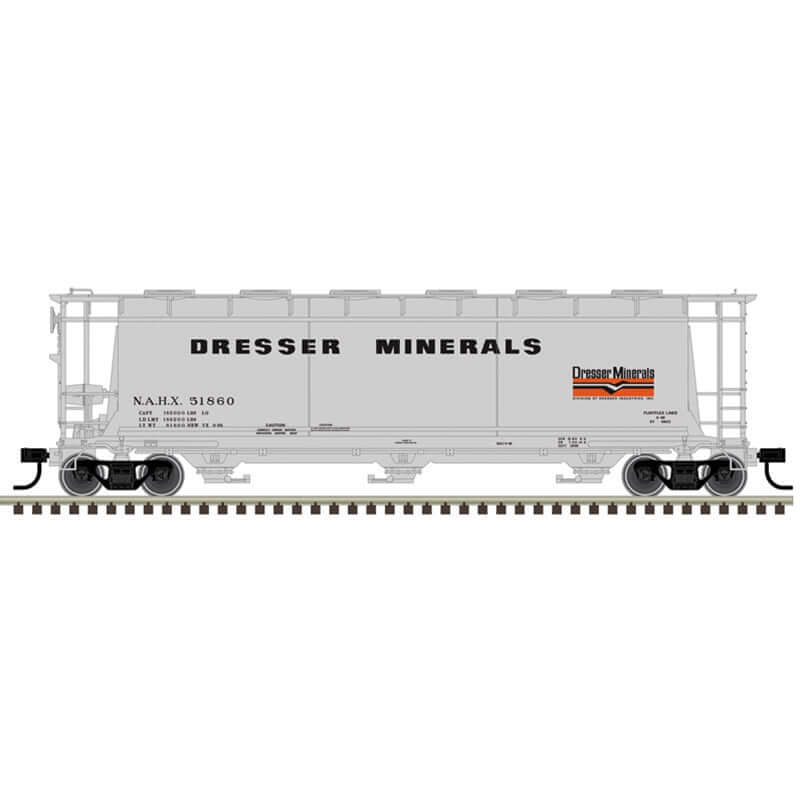 ATLAS MASTER 3  BAY CYLINDRICAL HOPPERS DRESSER MINERALS CAR NUMBERS: 51860, 51877 (2 RAIL)