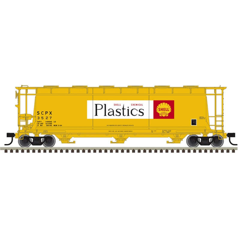ATLAS MASTER 3  BAY CYLINDRICAL HOPPERS SHELL PLASTICS CAR NUMBERS: 3527, 3533 (2 RAIL)