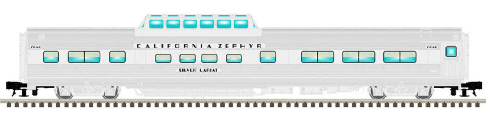 2 RAIL     CA ZEPHYR CARS - "CALIFORNIA ZEPHYR" CB&Q SILVER LARIAT 4718 SILVER